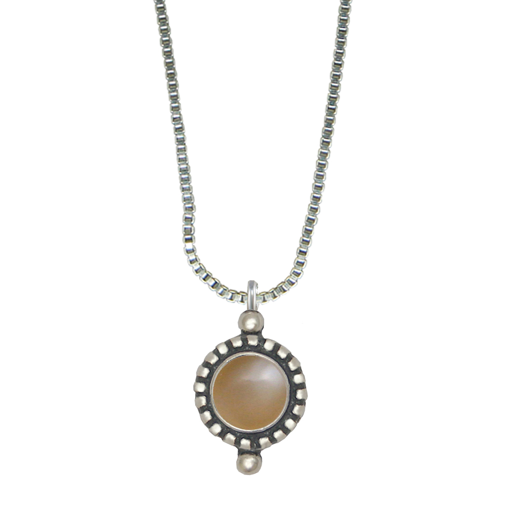 Sterling Silver Little Peach Moonstone Pendant Necklace